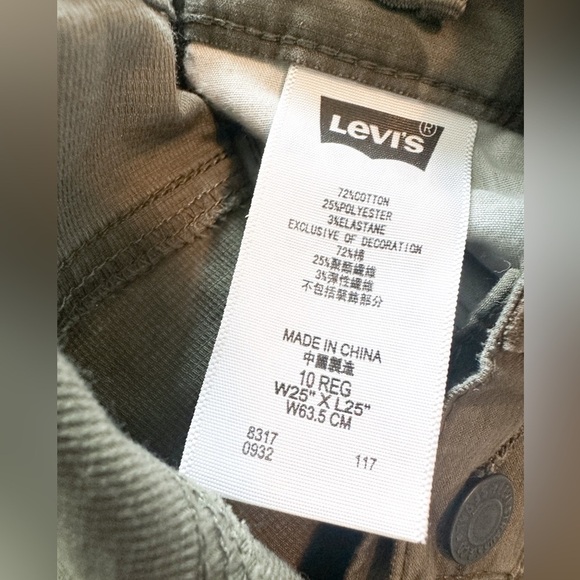 Levi 511 Kids Camouflage Slim Fit fit pants - Size 10 - Picture 9 of 10